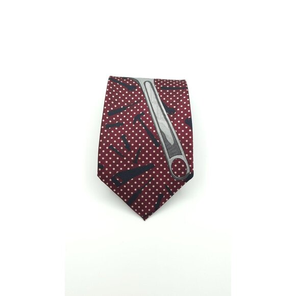 Home Improvement Giant Wrench Novelty Tie Red With Polka Dots & Tools Design - Picture 2 of 7